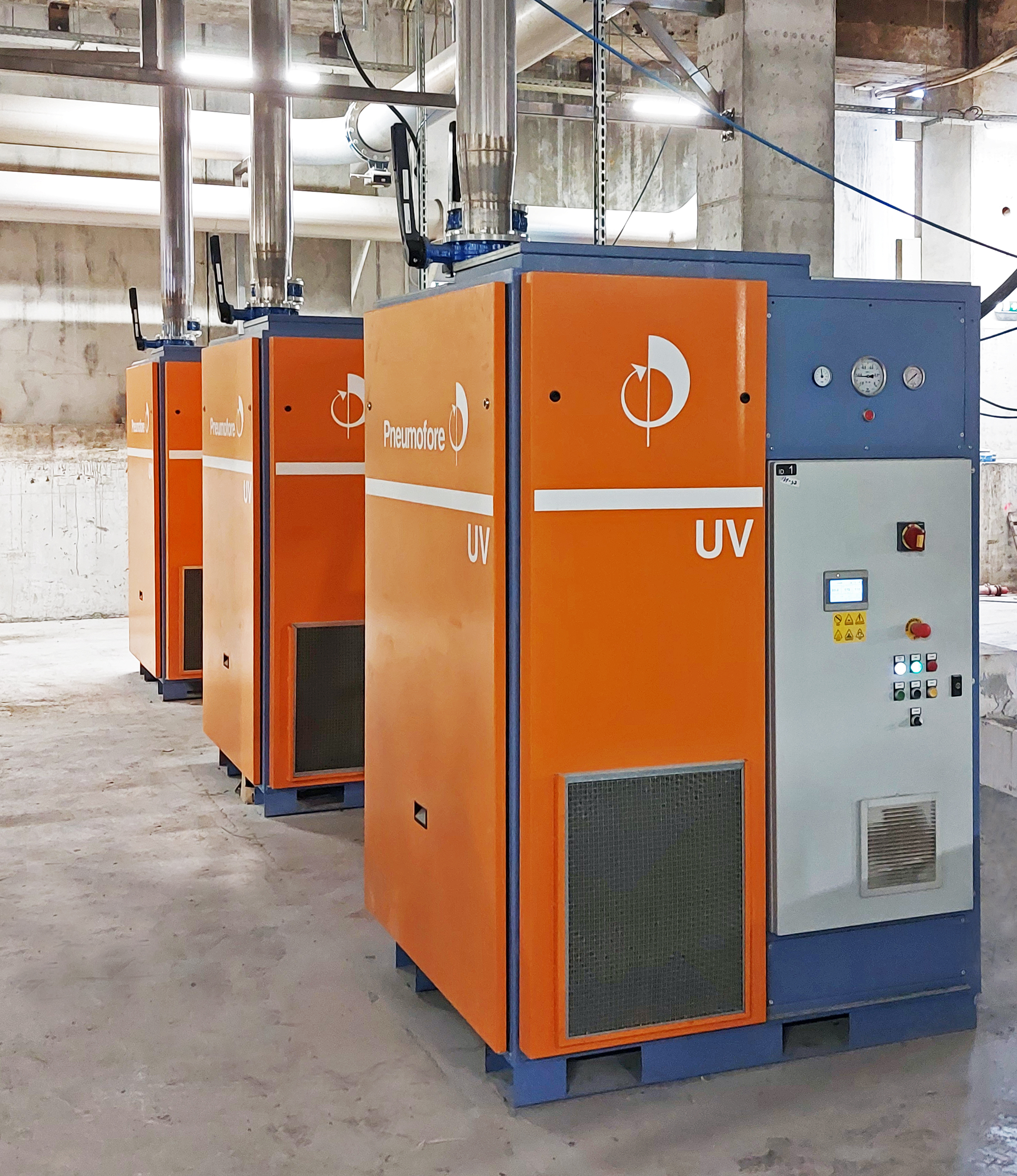 Three Pneumofore UV24 VS30 Rotary Vane vacuum pumps installed at Rubin Glass in Bulgaria (1)